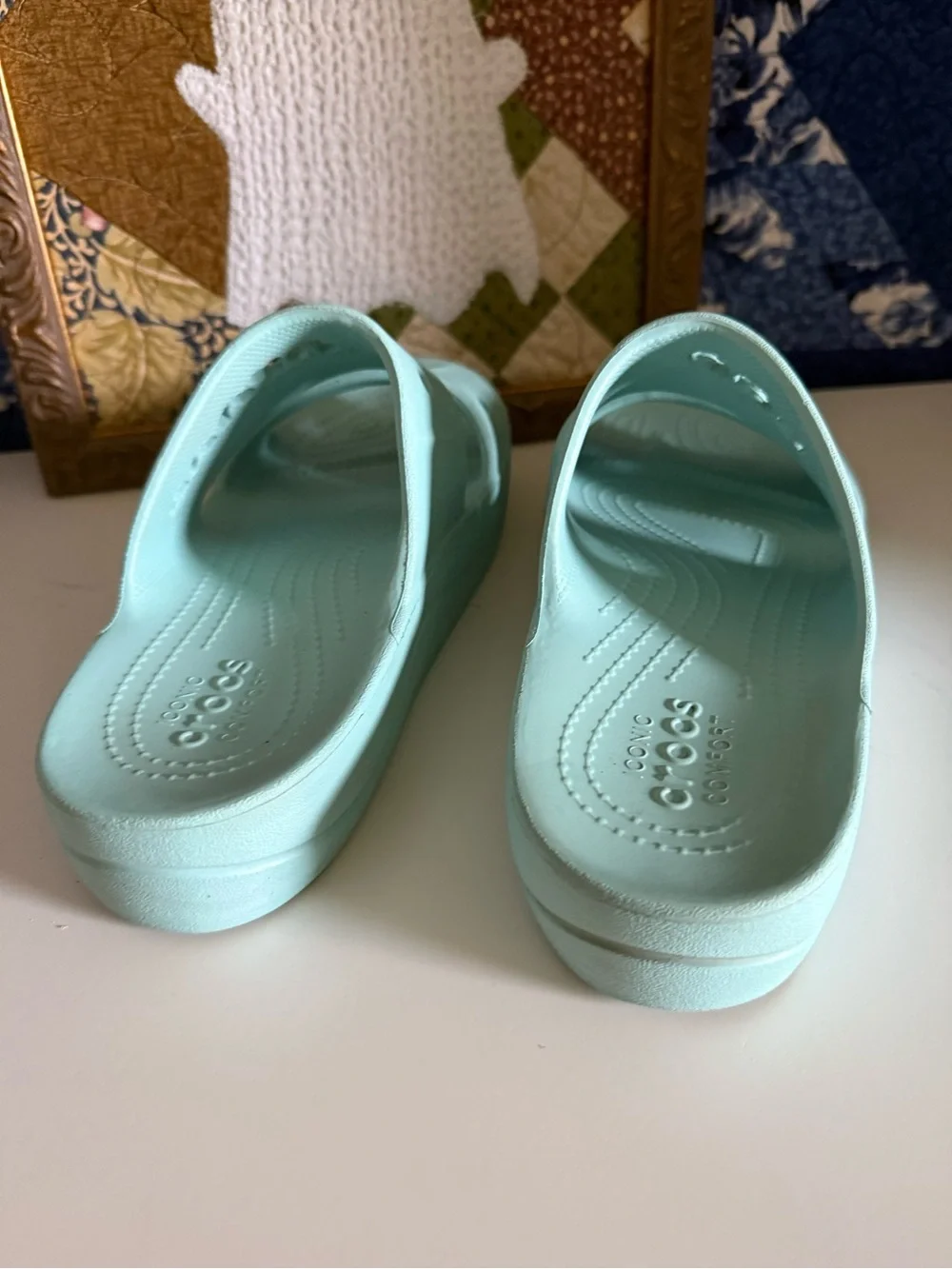 CROCS Mint Aqua Baja Platform Double-Strap Slide Sandals